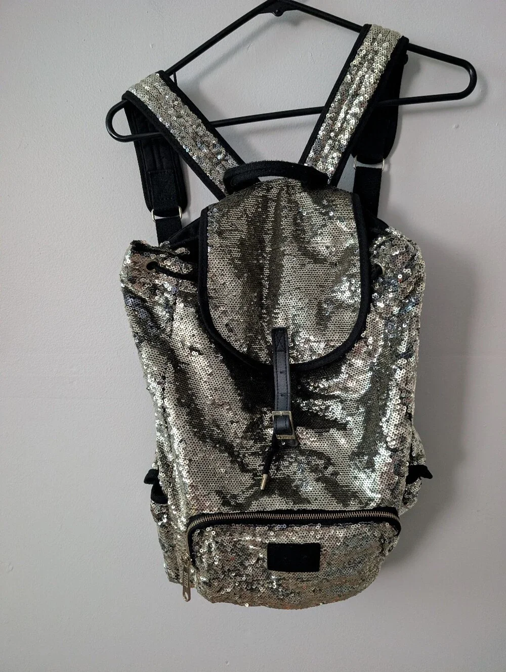 Victoria's Secret PINK Reversible Gold Sequin Campus Drawstring Backpack